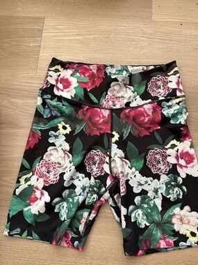 Nike Floral Bike Shorts - Black with Pink & Green